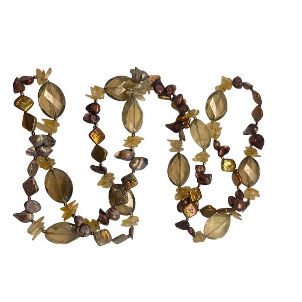 Natural Stone & Shell Multi-Color Beaded Necklace - image 2