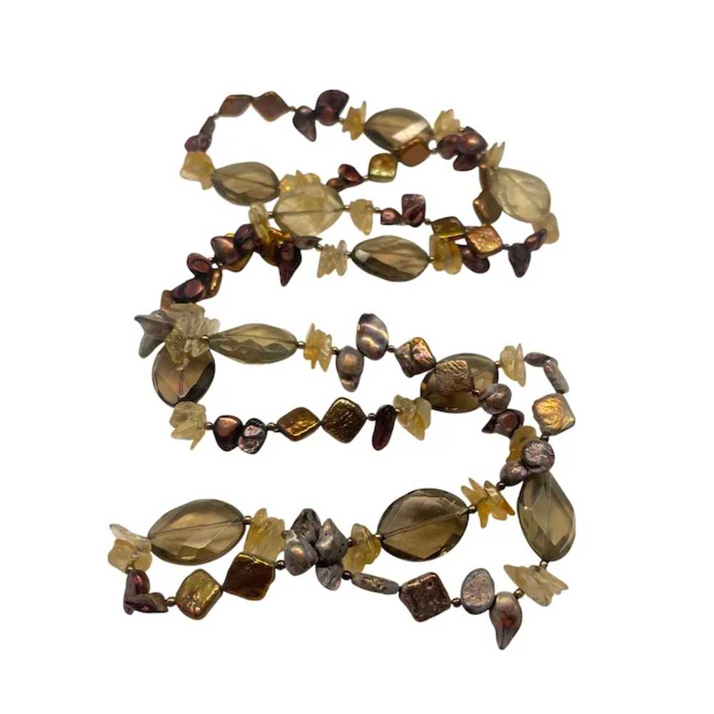 Natural Stone & Shell Multi-Color Beaded Necklace - image 3