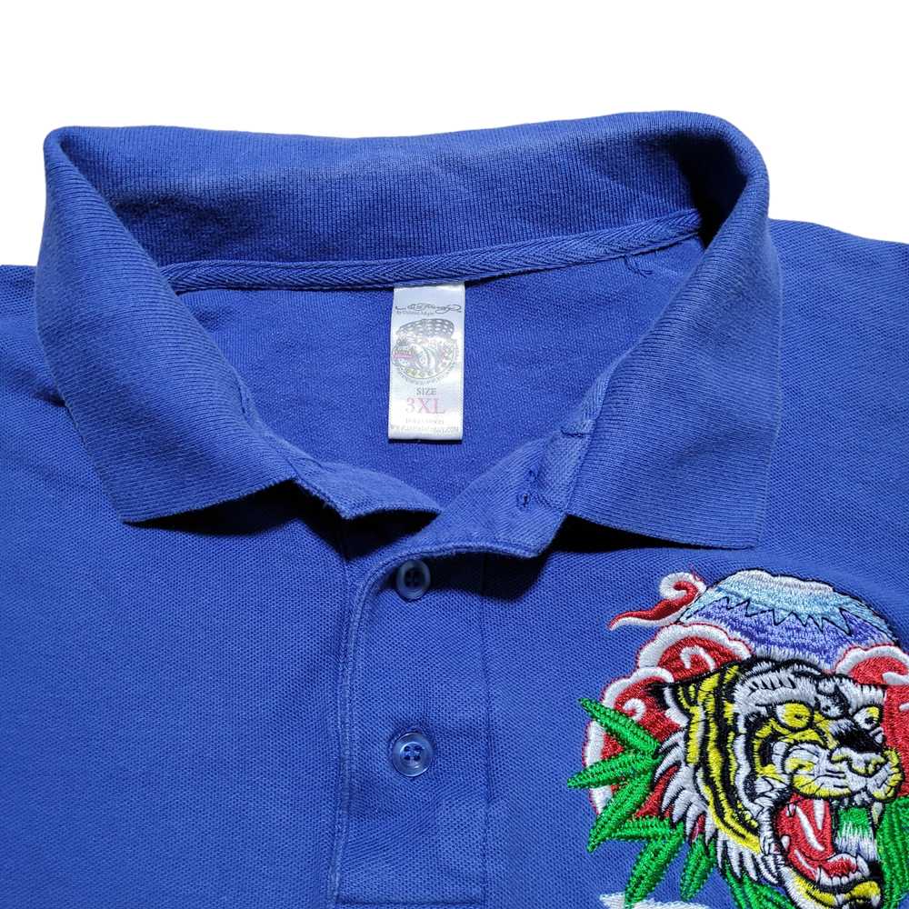 Ed Hardy Alive Polo Shirt XL Blue Men Embroidered… - image 10