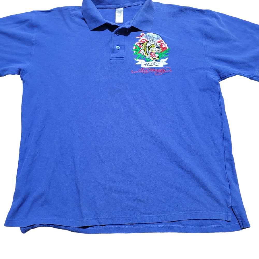 Ed Hardy Alive Polo Shirt XL Blue Men Embroidered… - image 5