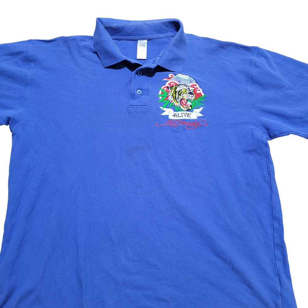 Ed Hardy Alive Polo Shirt XL Blue Men Embroidered… - image 6