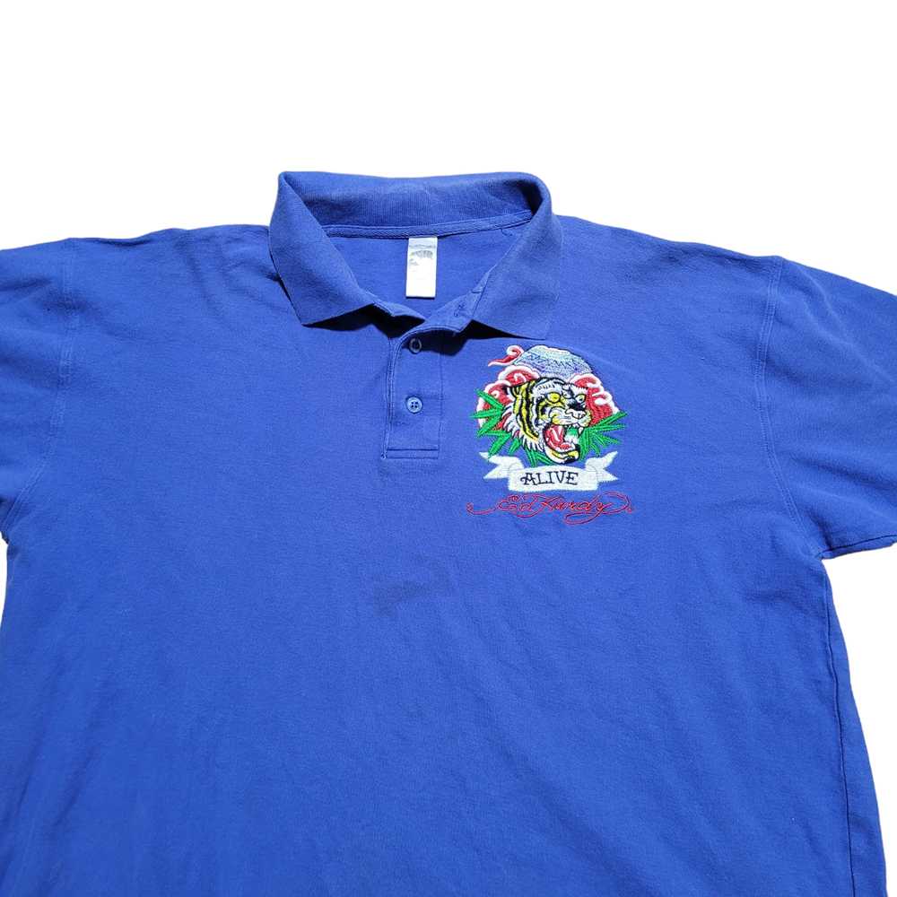 Ed Hardy Alive Polo Shirt XL Blue Men Embroidered… - image 7