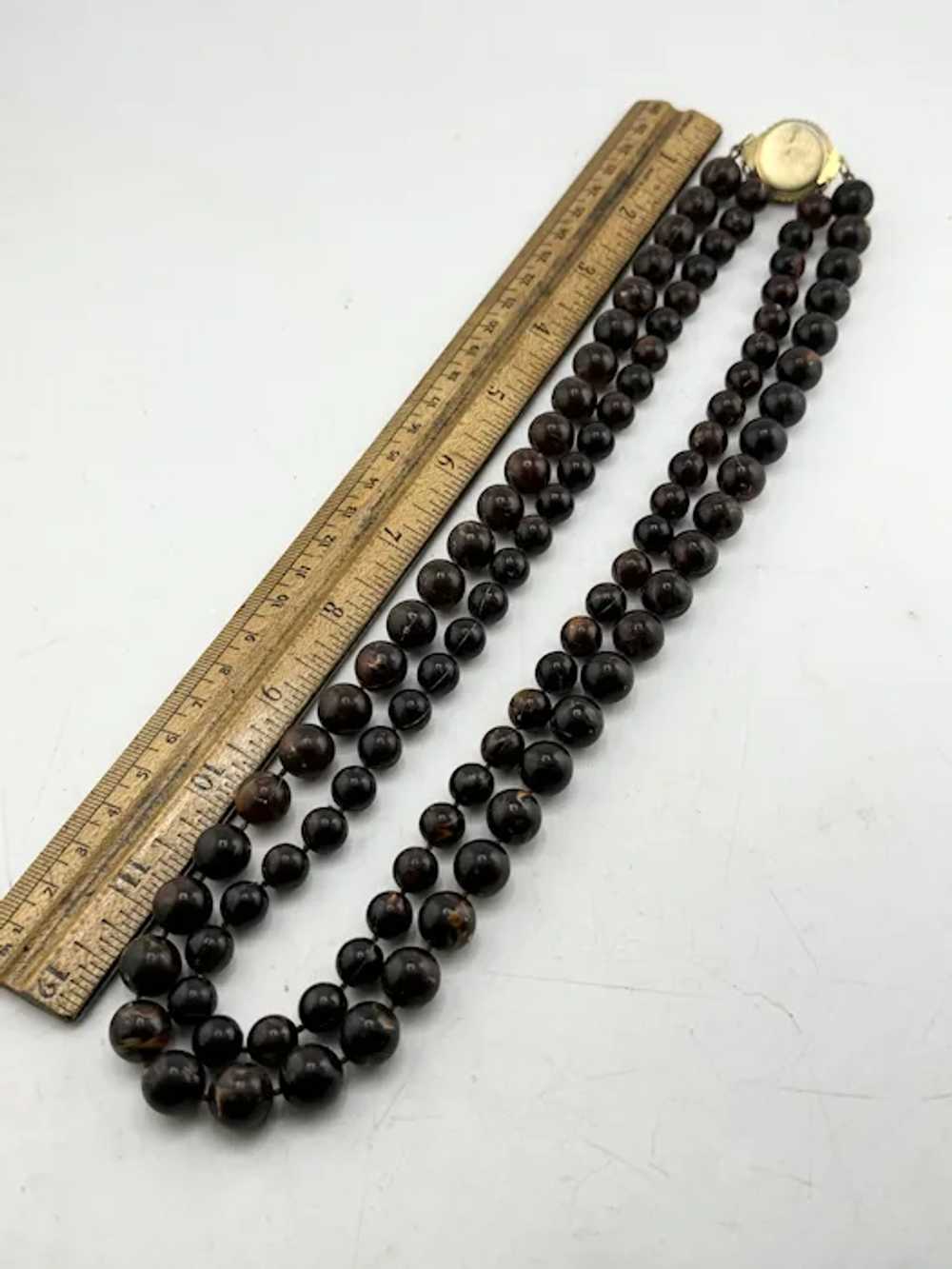 Vintage brown beaded double strand necklace - image 3