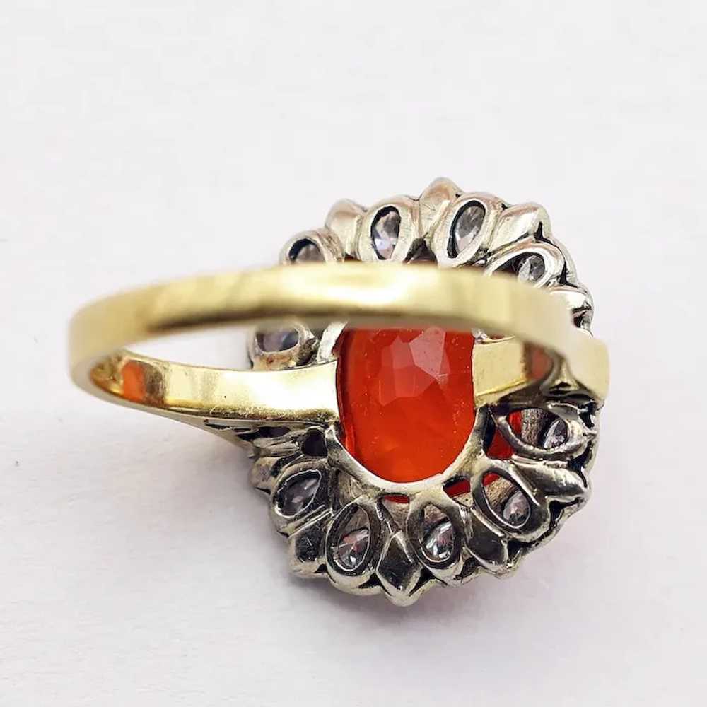 Vintage Art Deco ring cushion cut fire opal diamo… - image 7