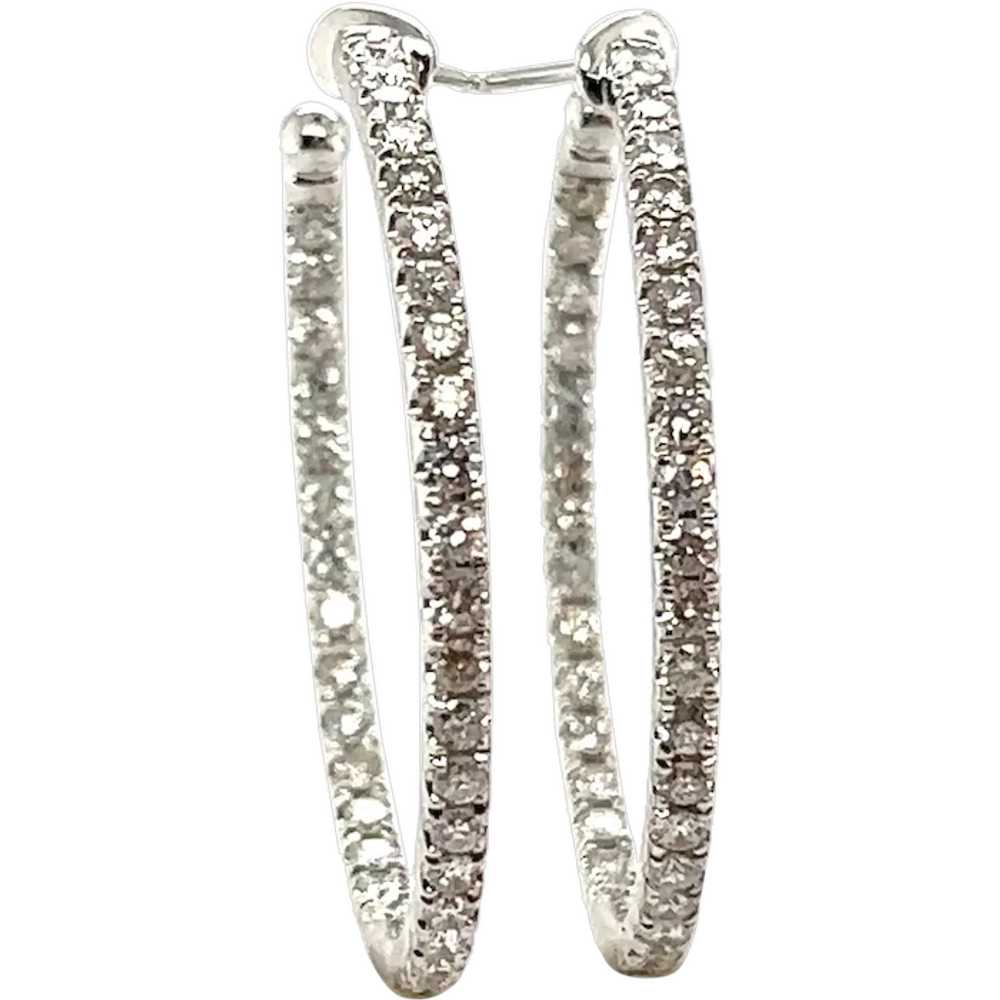 Brand New Diamond Hoop Earrings Mined Round Brill… - image 1