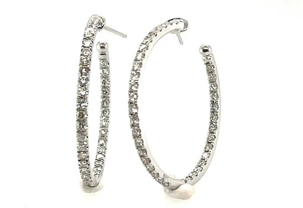 Brand New Diamond Hoop Earrings Mined Round Brill… - image 2