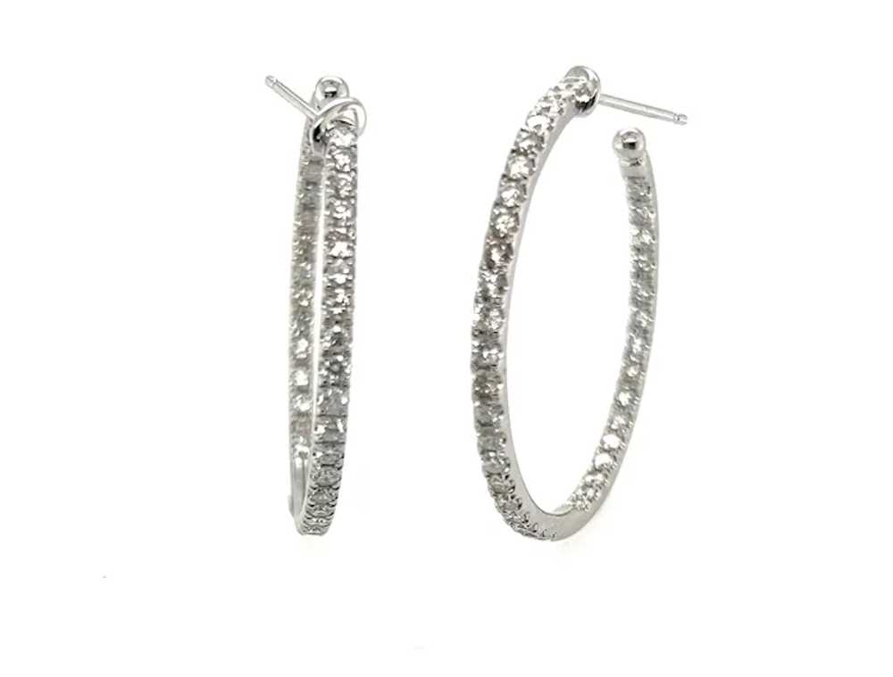 Brand New Diamond Hoop Earrings Mined Round Brill… - image 4