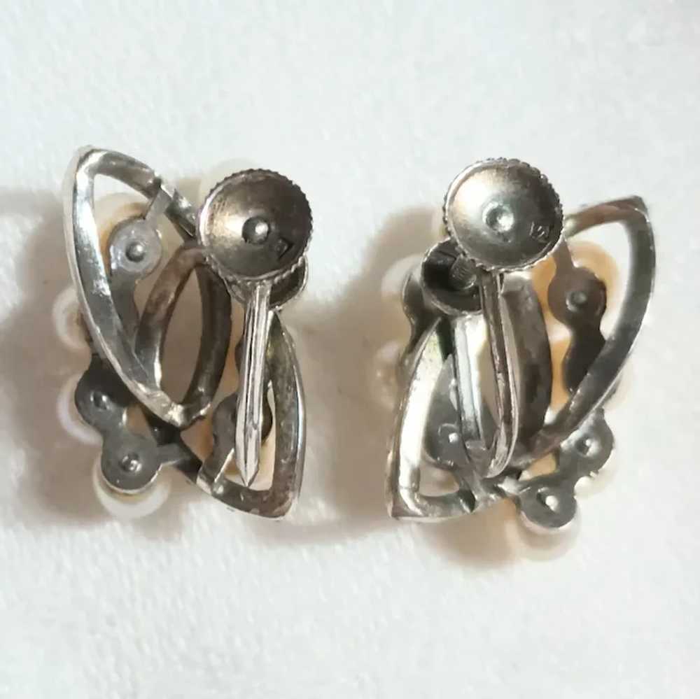 Sterling silver Akoya pearl screw back earrings - image 3