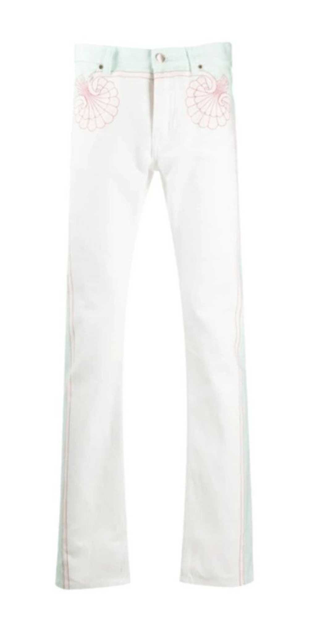 Casablanca Shell Print Denim Pants White - image 1