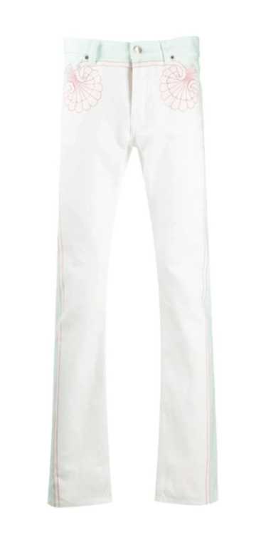 Casablanca Shell Print Denim Pants White - image 1