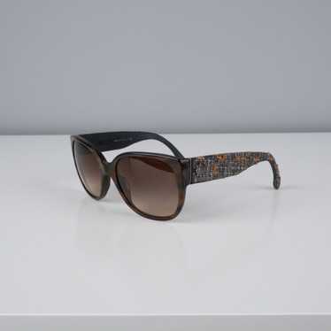 Chanel Vintage chanel cc logo tweed brown sunglas… - image 1