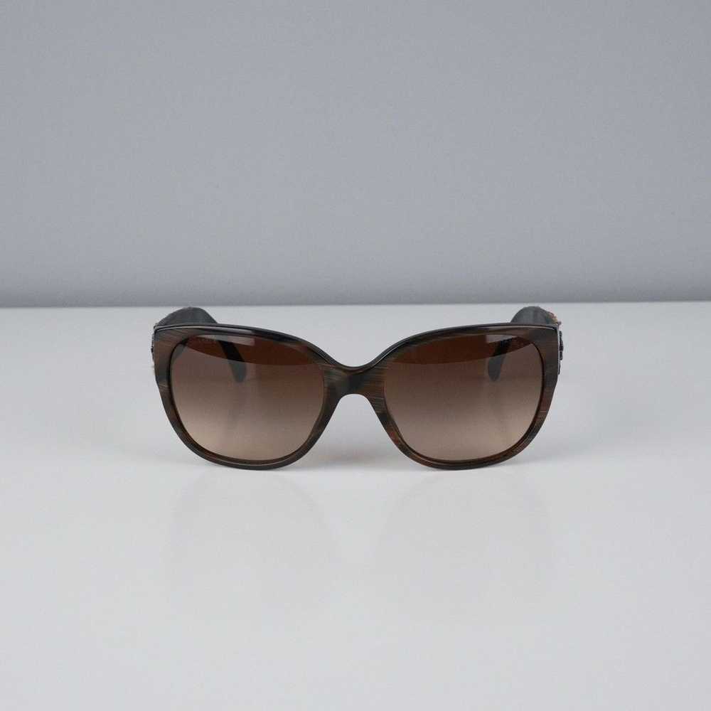 Chanel Vintage chanel cc logo tweed brown sunglas… - image 2