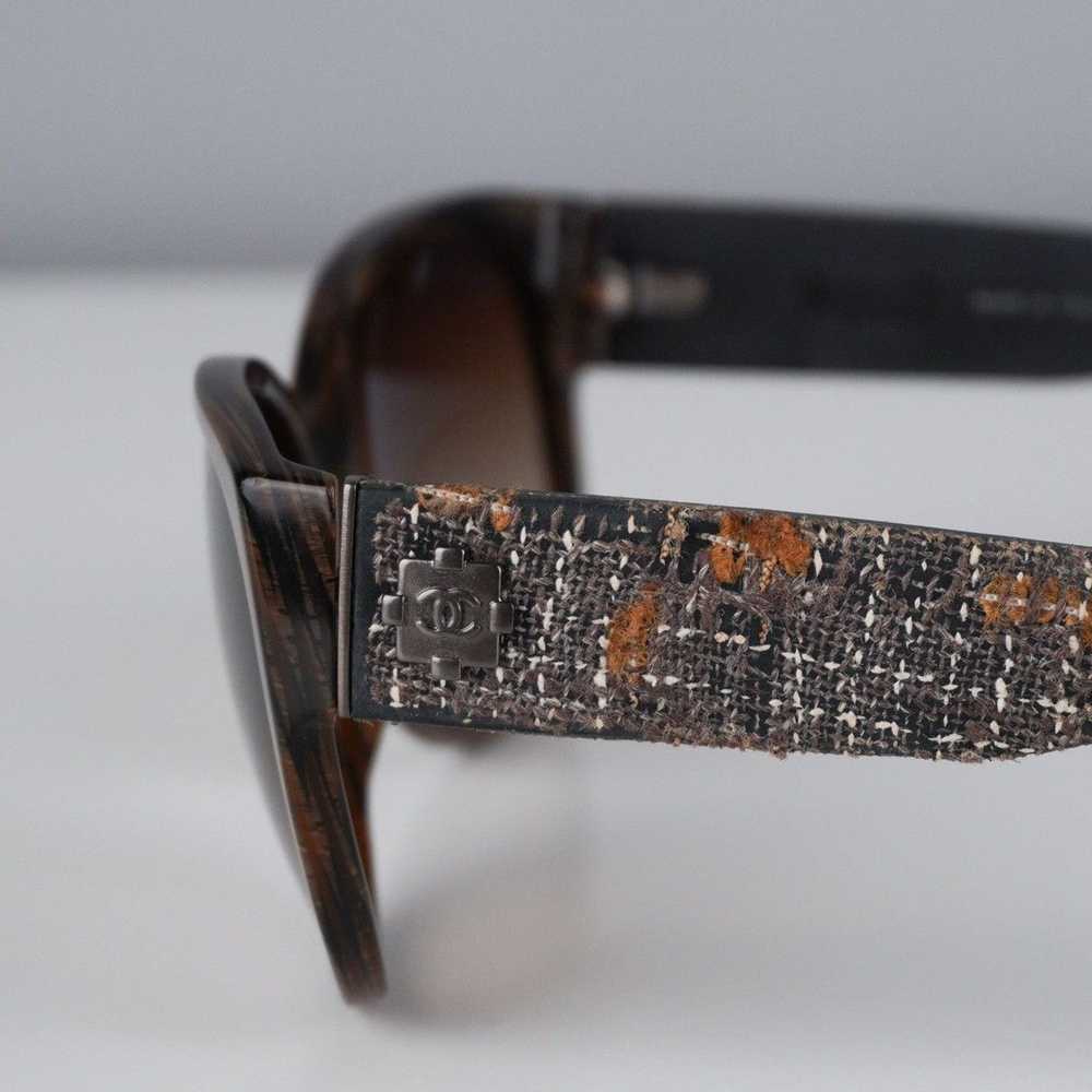 Chanel Vintage chanel cc logo tweed brown sunglas… - image 7