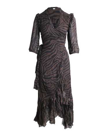 Pre Loved Ba Sh Zebra Print Asymmetric Wrap Dress… - image 1