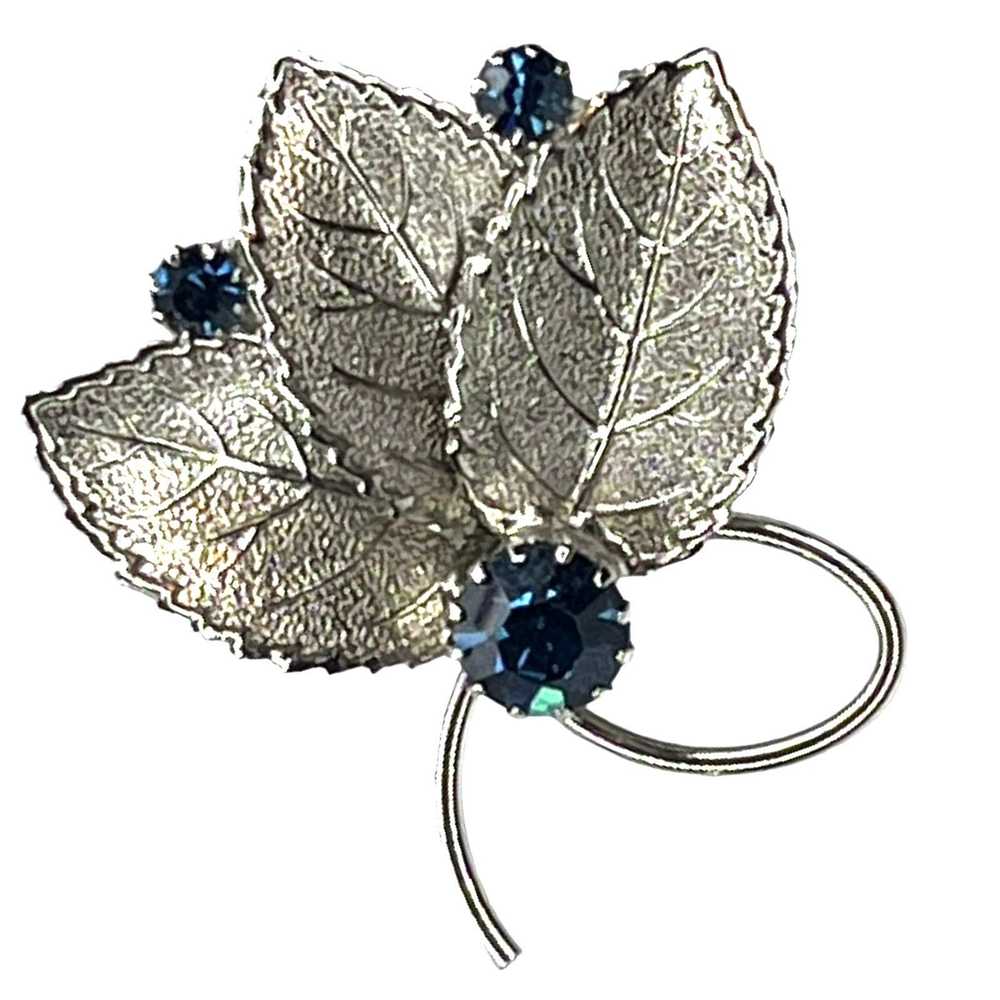 Vintage VTG 1950's Silver Loop Leaf BROOCH 2" Pin… - image 2