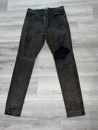 Amiri Broken Metallic Gold Leopard Denim