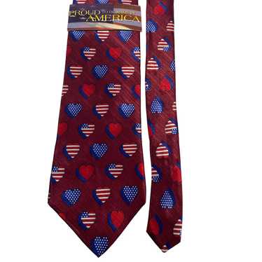 Savile Row Savile Row Heart American Flag Silk Nec