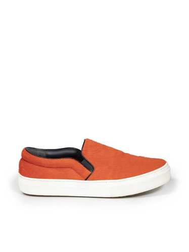 Celine Orange Pony Hair Slip On Trainers