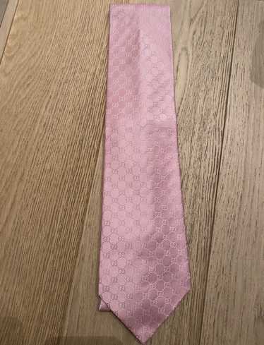 Gucci Pink GG Pattern Silk Tie - image 1