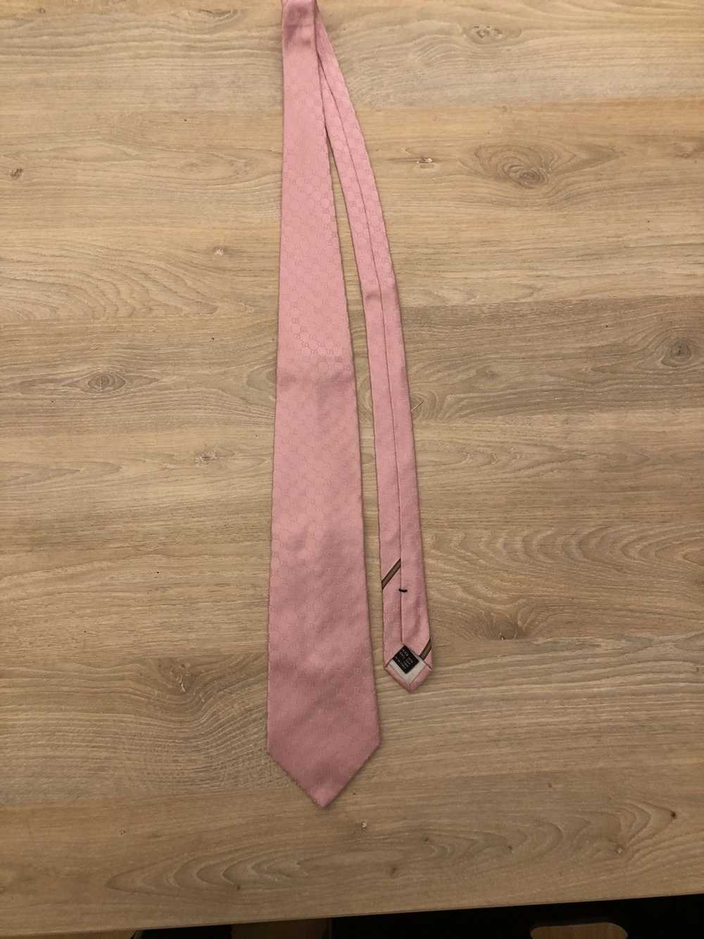 Gucci Pink GG Pattern Silk Tie - image 3