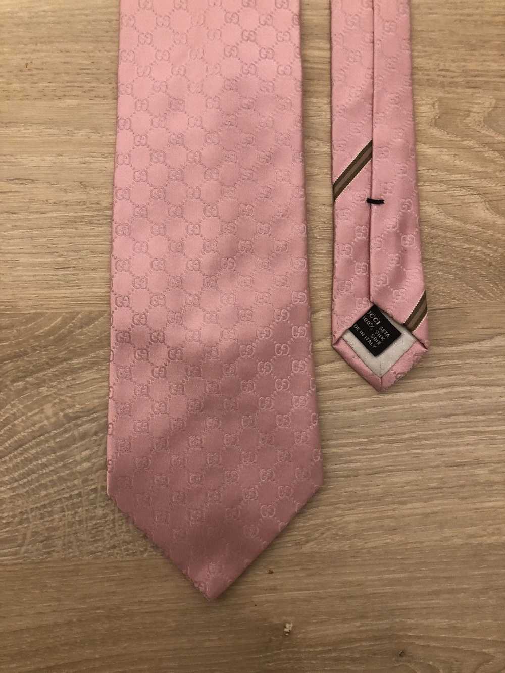 Gucci Pink GG Pattern Silk Tie - image 4