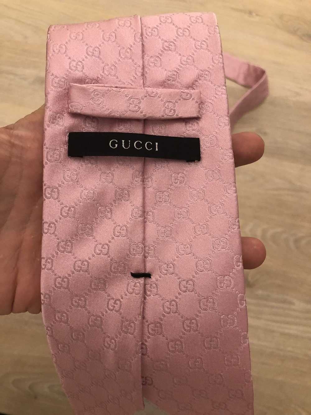 Gucci Pink GG Pattern Silk Tie - image 7