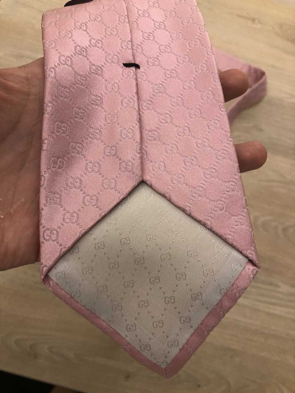 Gucci Pink GG Pattern Silk Tie - image 8