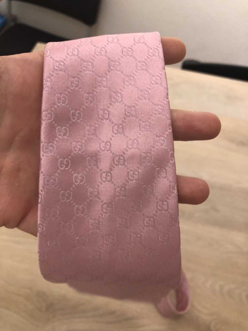 Gucci Pink GG Pattern Silk Tie - image 9