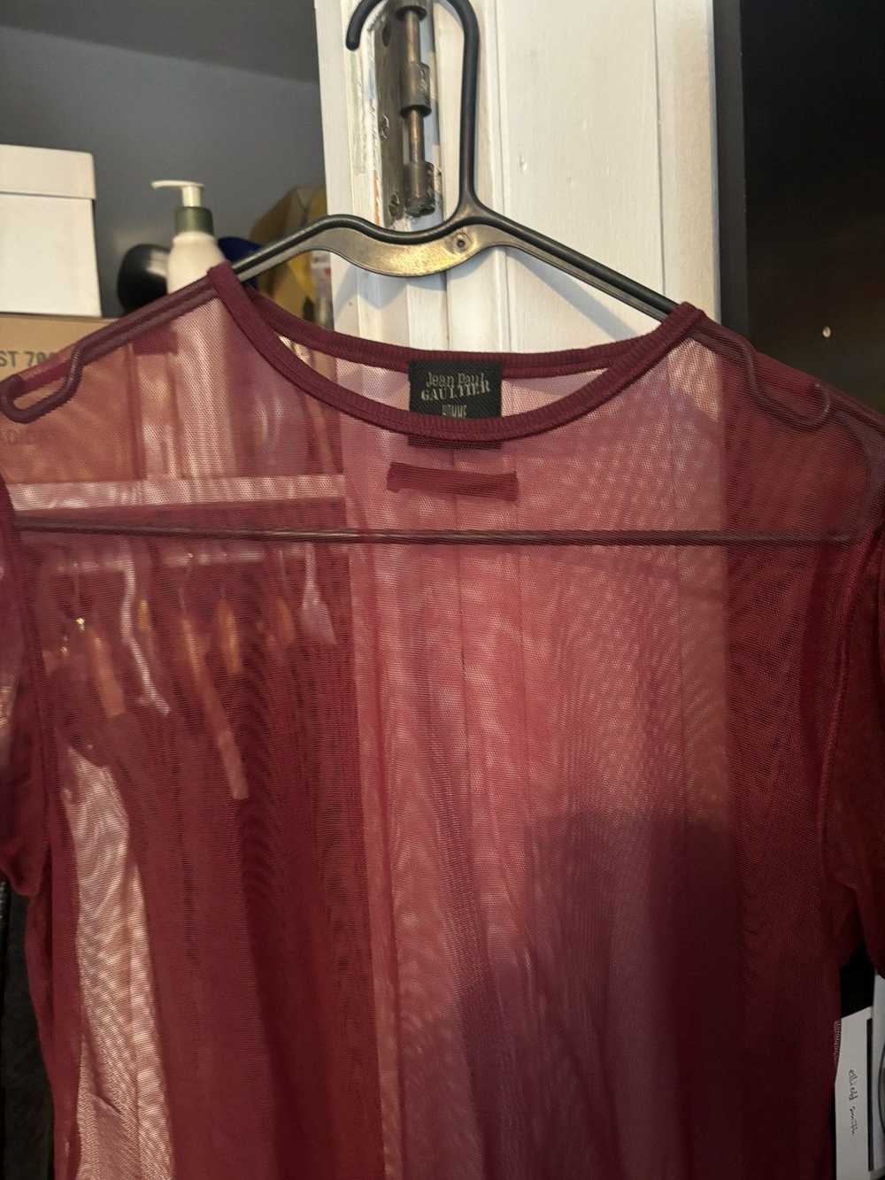 Jean Paul Gaultier Dark Red Mesh Shirt - image 2