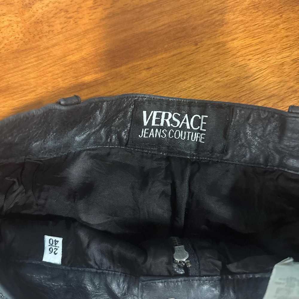 Designer Versace Jeans Couture Black Leather Mini… - image 2