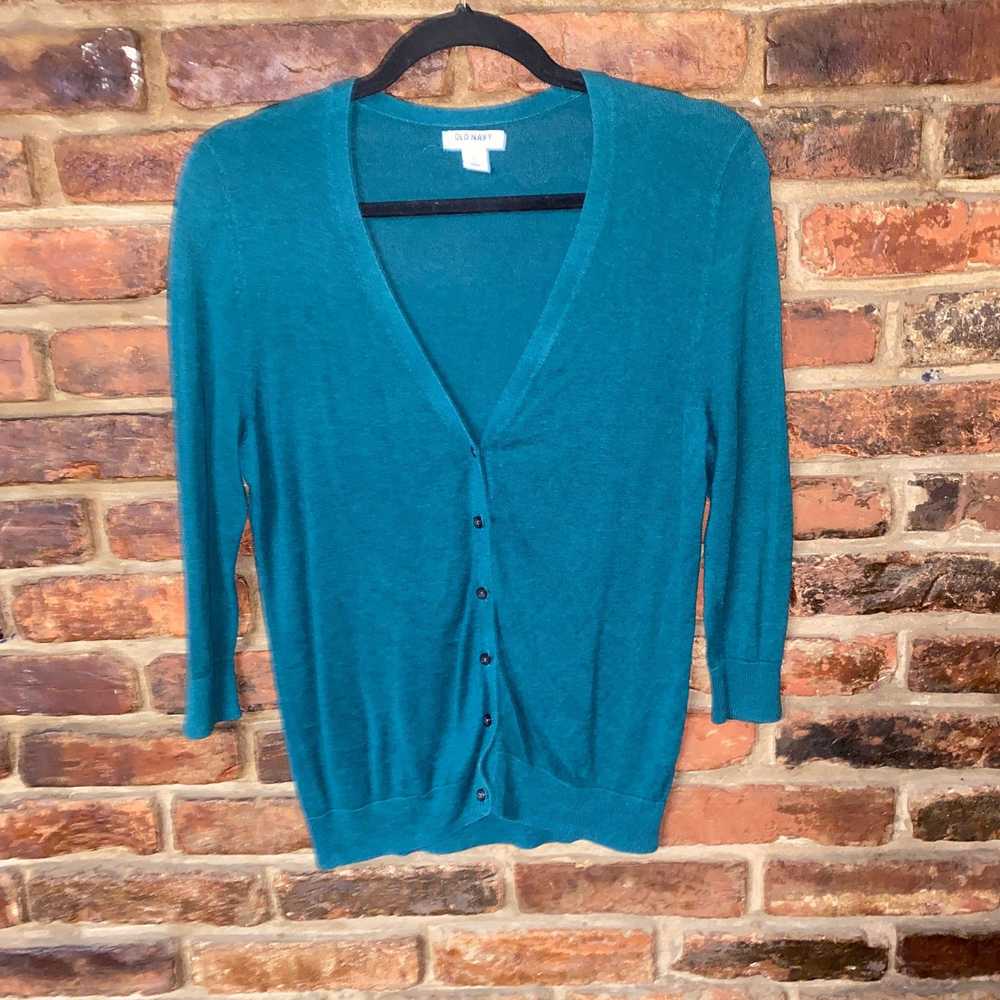 Old Navy Old Navy Teal Green Button Down Cardigan… - image 1