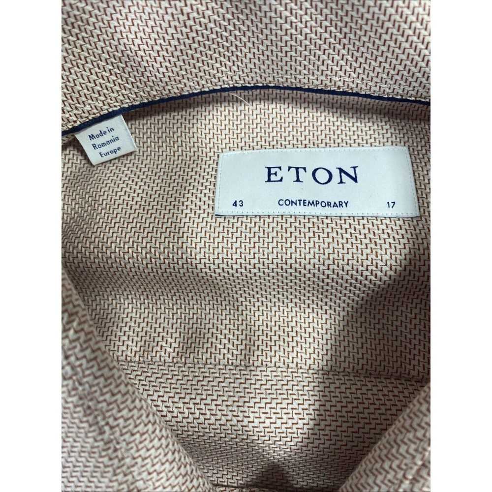 Eton Eton Dress Shirt Mens 17 43 Red Herringbone … - image 3