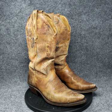 Vintage Boulet Cowboy Boots Mens 8 Brown D104097 … - image 1