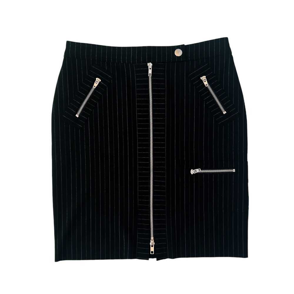 Bebe Pinstriped Double Zip Skirt (M) - image 2