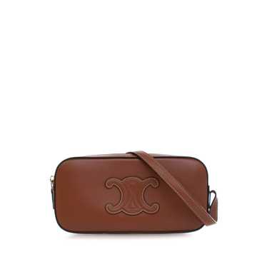 Brown Celine Mini Triomphe Calfskin Camera Shoulde