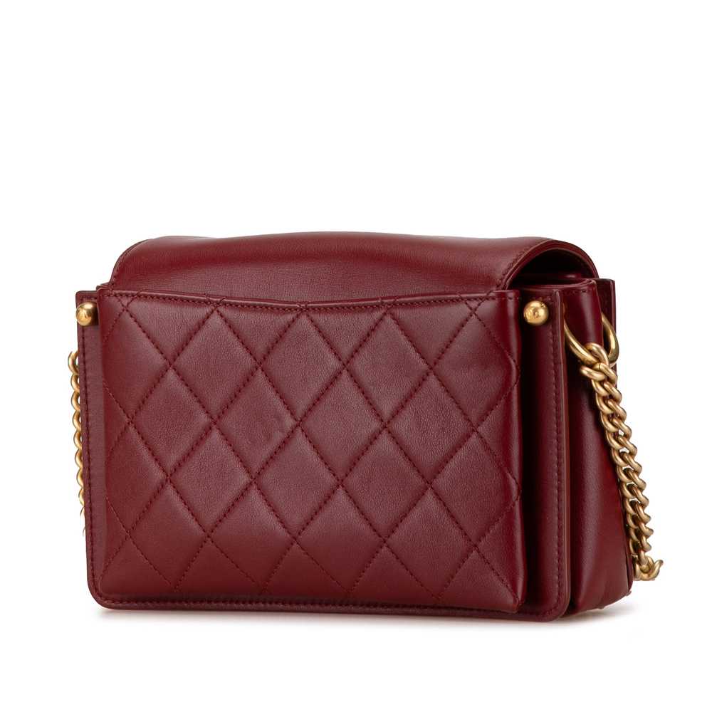 Red Chanel Small Quilted Calfskin CC Envelope Fla… - image 2