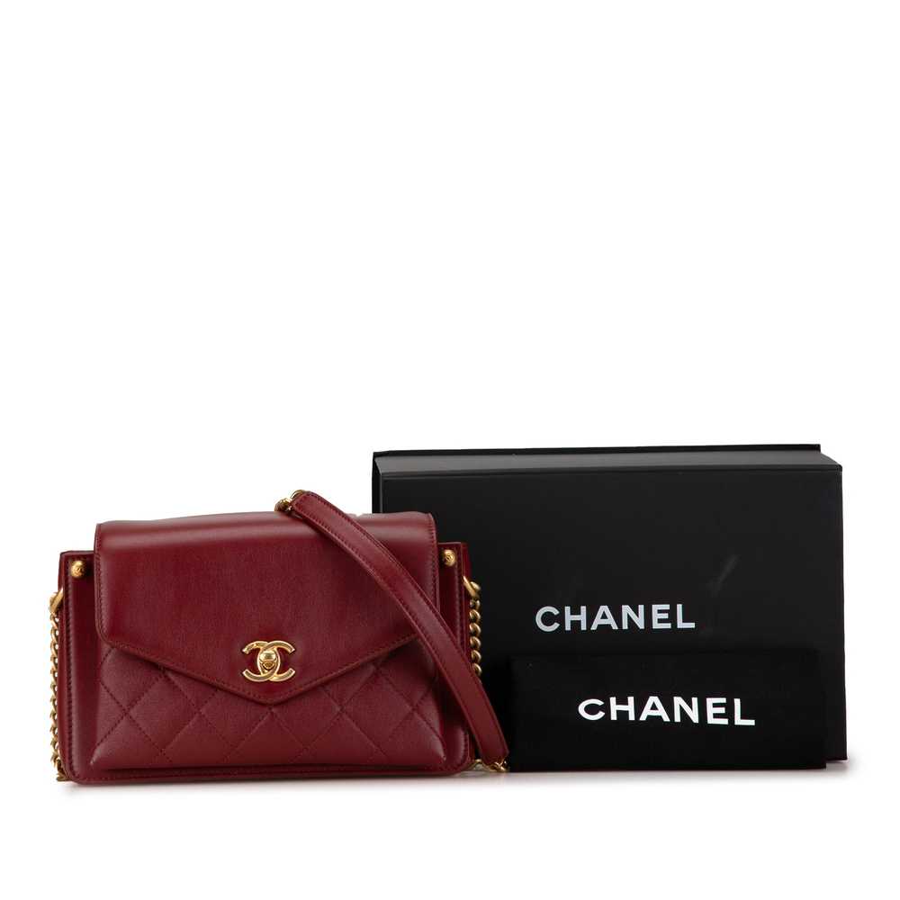 Red Chanel Small Quilted Calfskin CC Envelope Fla… - image 8