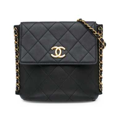 Black Chanel Small Quilted Calfskin Chain Hobo Fl… - image 1