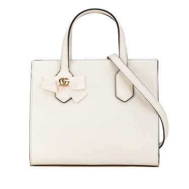 White Gucci Leather GG Ribbon Satchel