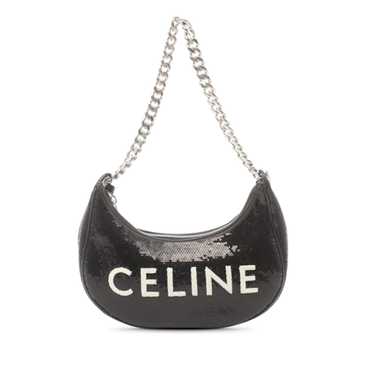 Black Celine Medium Sequin Ava Chain Shoulder Bag