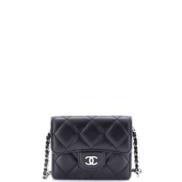 CHANEL Classic Flap Card Holder on Chain Quilted L