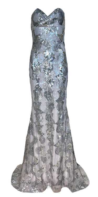 Lorena Sarbu Silver Sequin Strapless Red Carpet Go