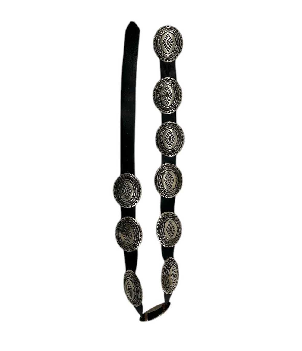 Pete Morgan Navajo Hammered Silver Concho Belt - image 1