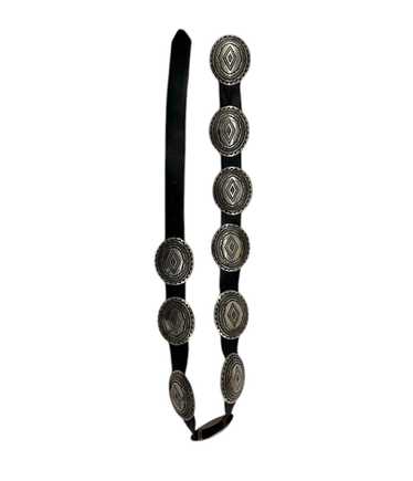 Pete Morgan Navajo Hammered Silver Concho Belt - image 1