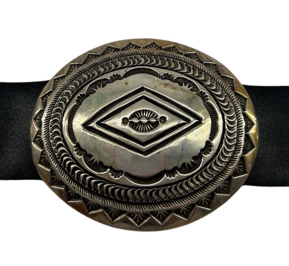 Pete Morgan Navajo Hammered Silver Concho Belt - image 2