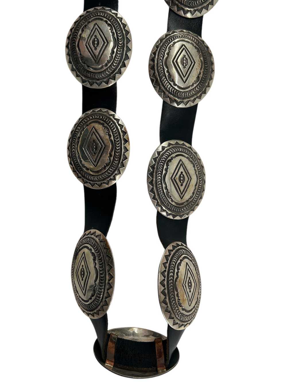 Pete Morgan Navajo Hammered Silver Concho Belt - image 3