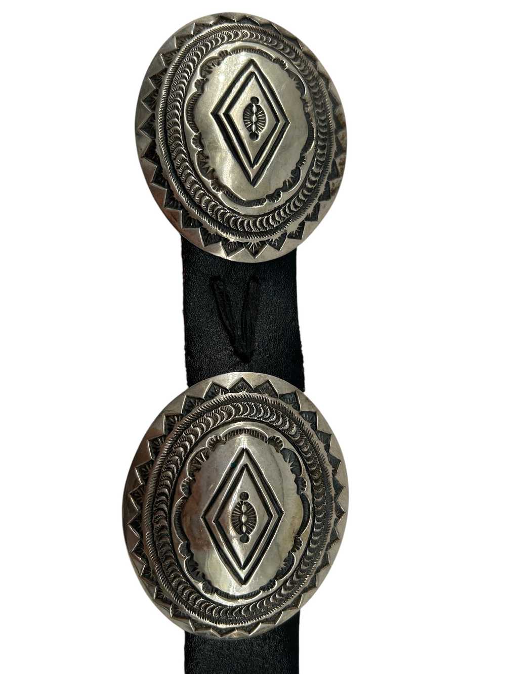 Pete Morgan Navajo Hammered Silver Concho Belt - image 4