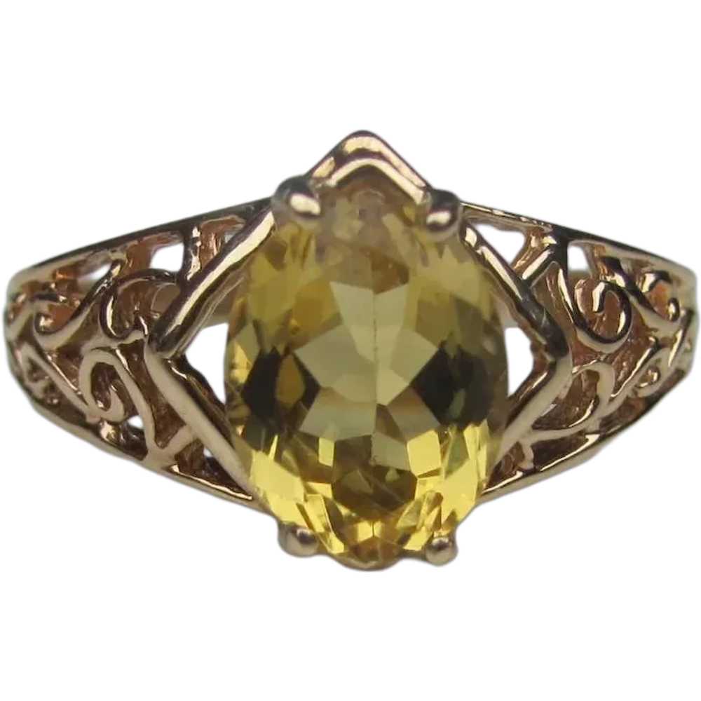 Vintage 10K Golden Beryl Heliodor Ring - image 1