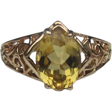 Vintage 10K Golden Beryl Heliodor Ring - image 1