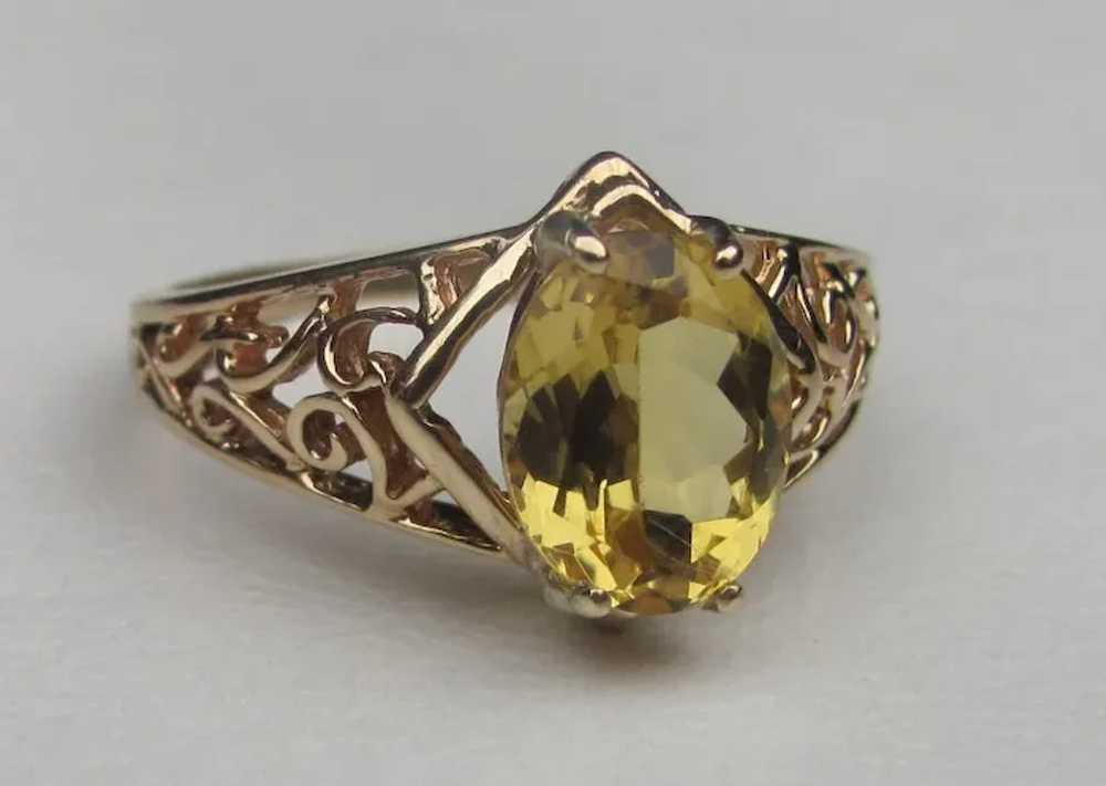 Vintage 10K Golden Beryl Heliodor Ring - image 3